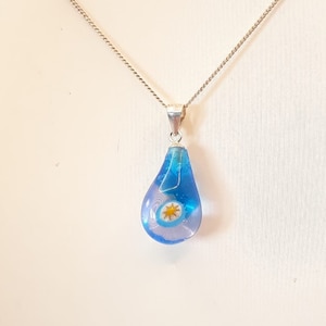 Elegant Murano Glass Pendant Necklace Handcrafted Sterling Silver Murine Pendant