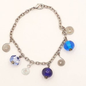 Murano glass bracelet, beaded bracelet. murrine, hand-worked glass, lampworked glass bracelet