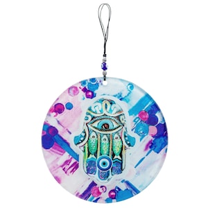Evil Eye azul turco - Decoración de mal de ojo de 6,30 '' con adorno colgante - Decoración de pared de evil eye de vidrio tradicional hecha a mano para el hogar, jardín de la oficina