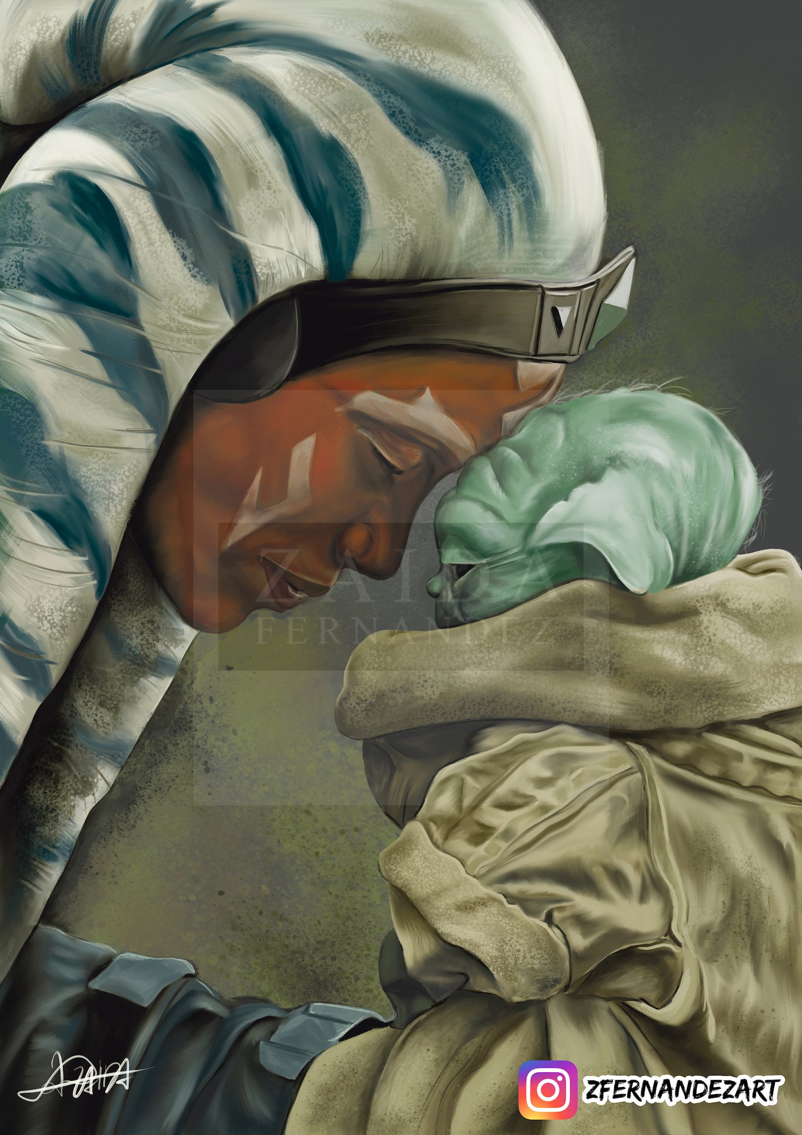 Sheet Ahsoka Tano & Baby Yoda Grogu Print. the Mandalorian. Star Wars