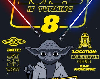 Star Wars Birthday Invitation Editable Template | Canva ALTERNATIVE Digital Download