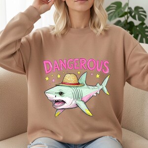 Gevaarlijke haai zomersublimatie png, dtf-overdracht illustraties, oceaanzeedier, kinderkleding
