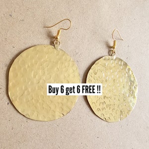 458 Solid Brass Earrings, Brass Earrings Hoop, Hammered Earrings, Bohemian earrings, Tribal Brass Earrings, Brass Jewelry, Gift For Her