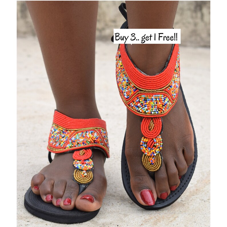 ON VENTE Africa Bead Sandal Boho Shoe Masai Sandal Kenya Etsy