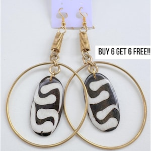 612 Earrings, Bone & Brass Earrings, African Earrings, Gifts for Her, Earrings, Bone Jewelry, Gift, Wholesale Earrings, Bulk Earrings.