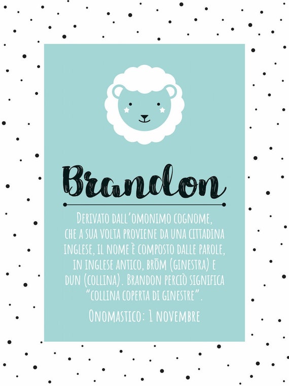 Brandon Picture Meaning Name: Gift Idea, Picture With the Meaning of the  Most Onomastic Name digital File to Print. layout N 