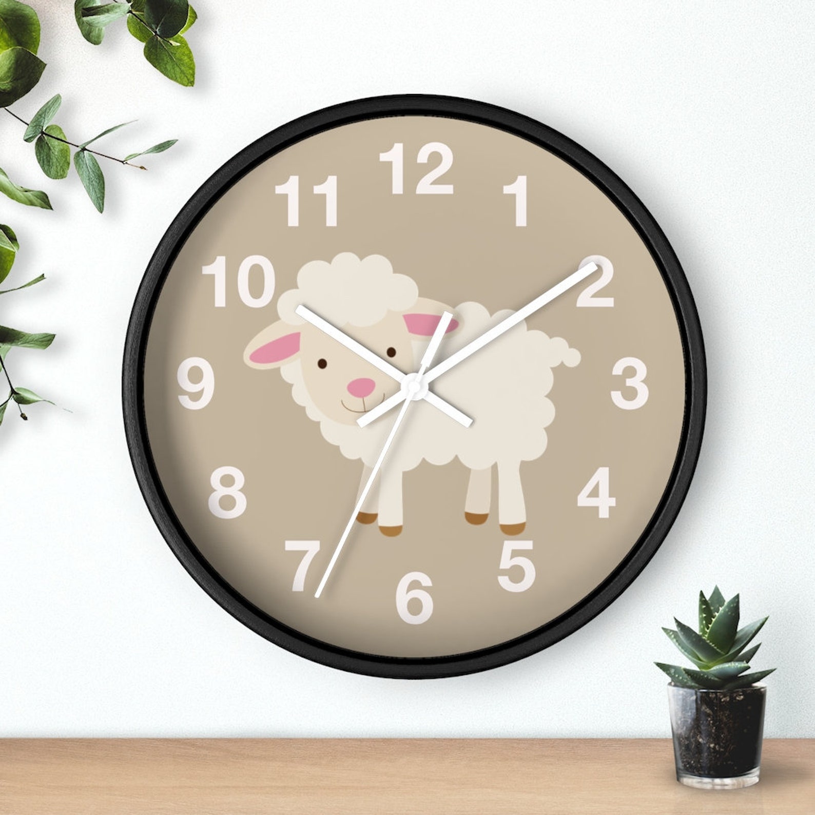 Smiling Sheep Wall Clock Kids Decor Wall Clock Animal Print Wall Clock