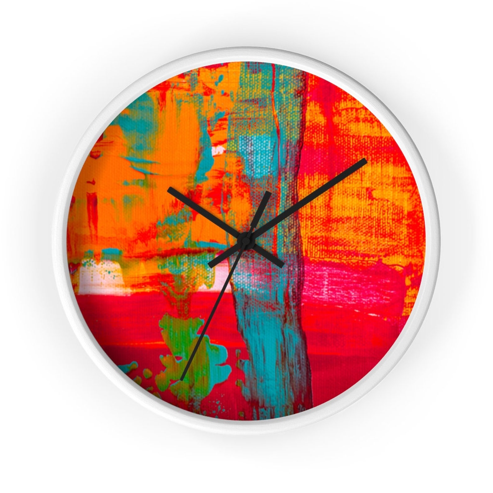 Abstract Intense Colors Wall Clock Decor Wall Clock Vibrant Wall Clock
