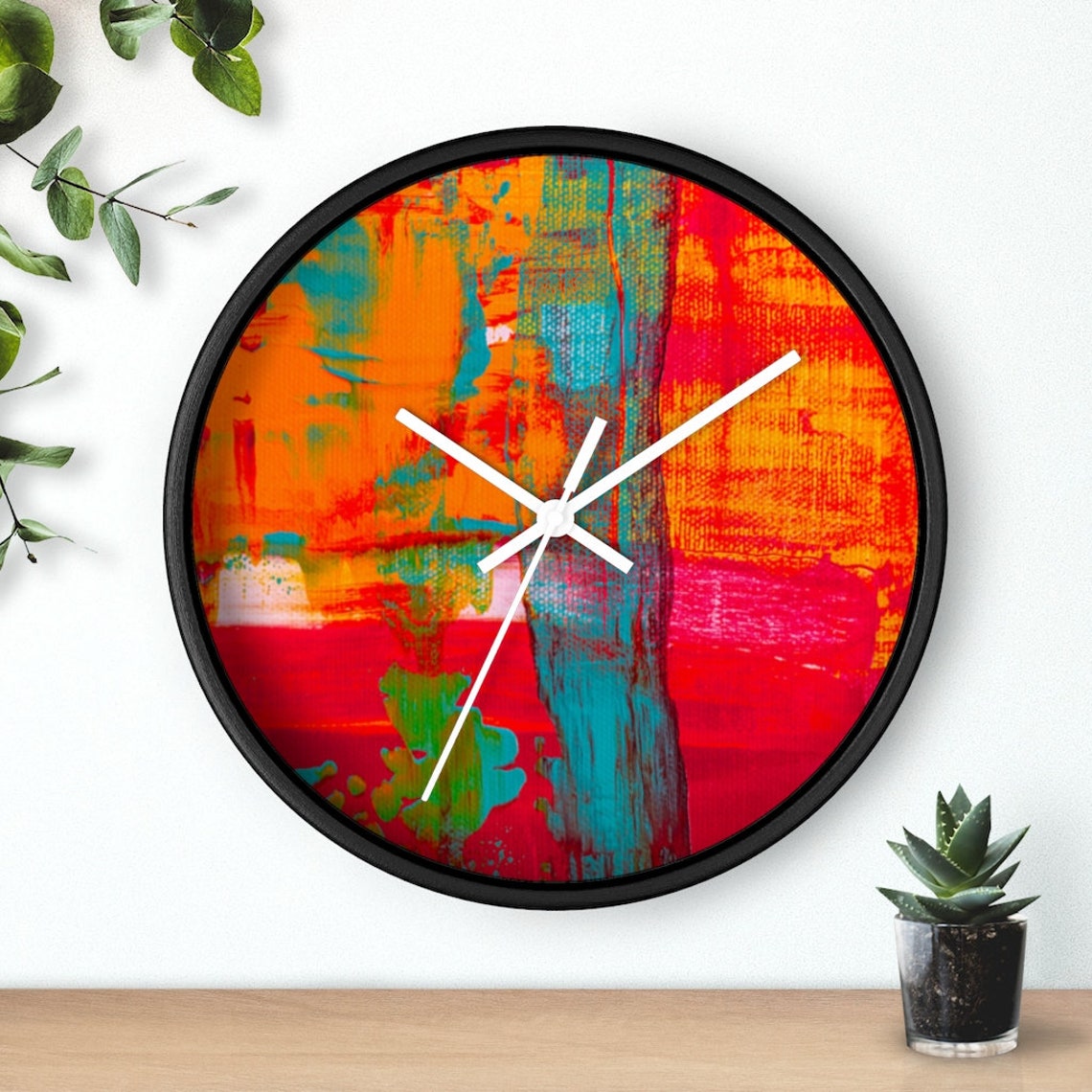 Abstract Intense Colors Wall Clock Decor Wall Clock Etsy