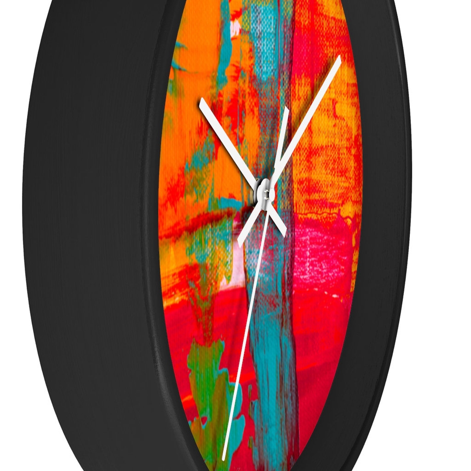 Abstract Intense Colors Wall Clock Decor Wall Clock Vibrant Wall Clock