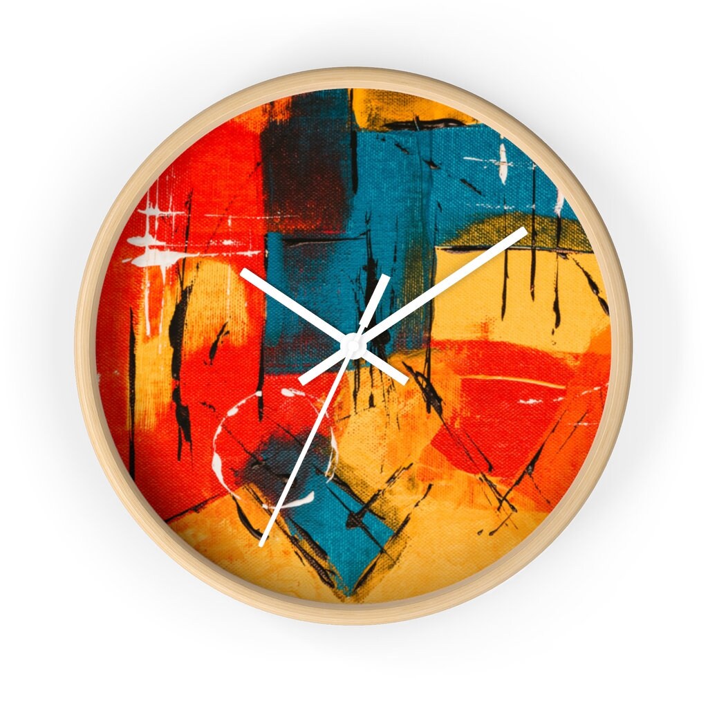 Abstract Intense Colors Wall Clock Decor Wall Clock Etsy UK