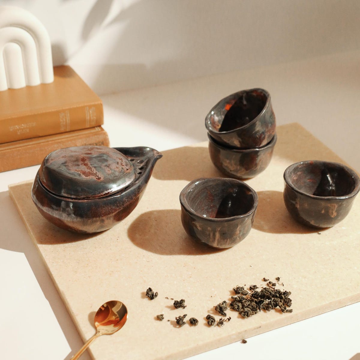 Tea Set, Unique Design, Green, Chinese Tea Ceremony, River Stone - Etsy