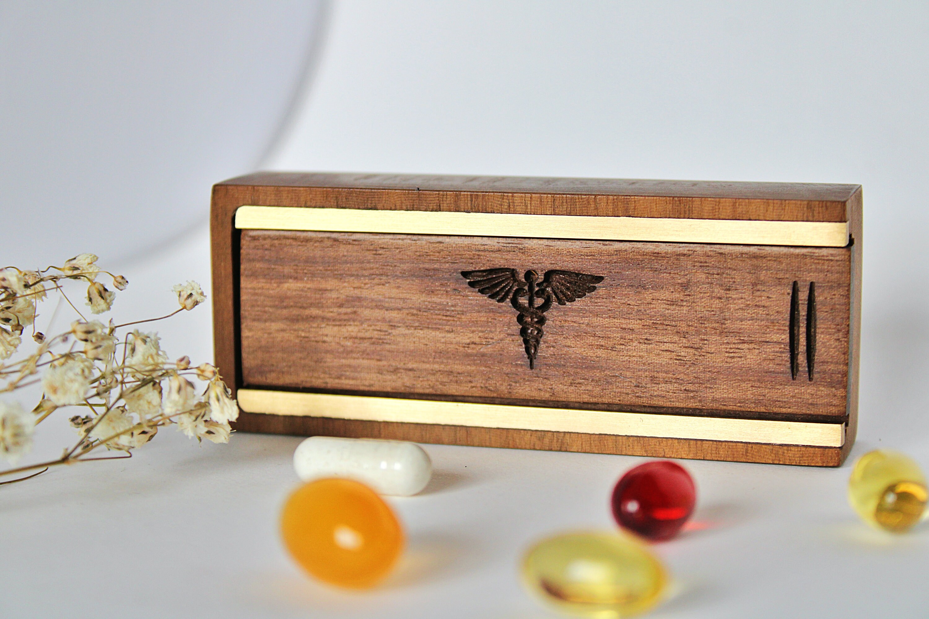Small Pill Case Little Pill Box Daily Pill Case Walnut Box Etsy