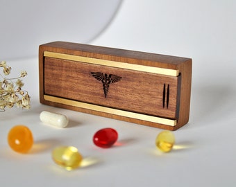 Small pill case, little pill box, daily pill case, walnut box, medicine organizer, 3 day pill case, pill organizer, wood box, christmas gift