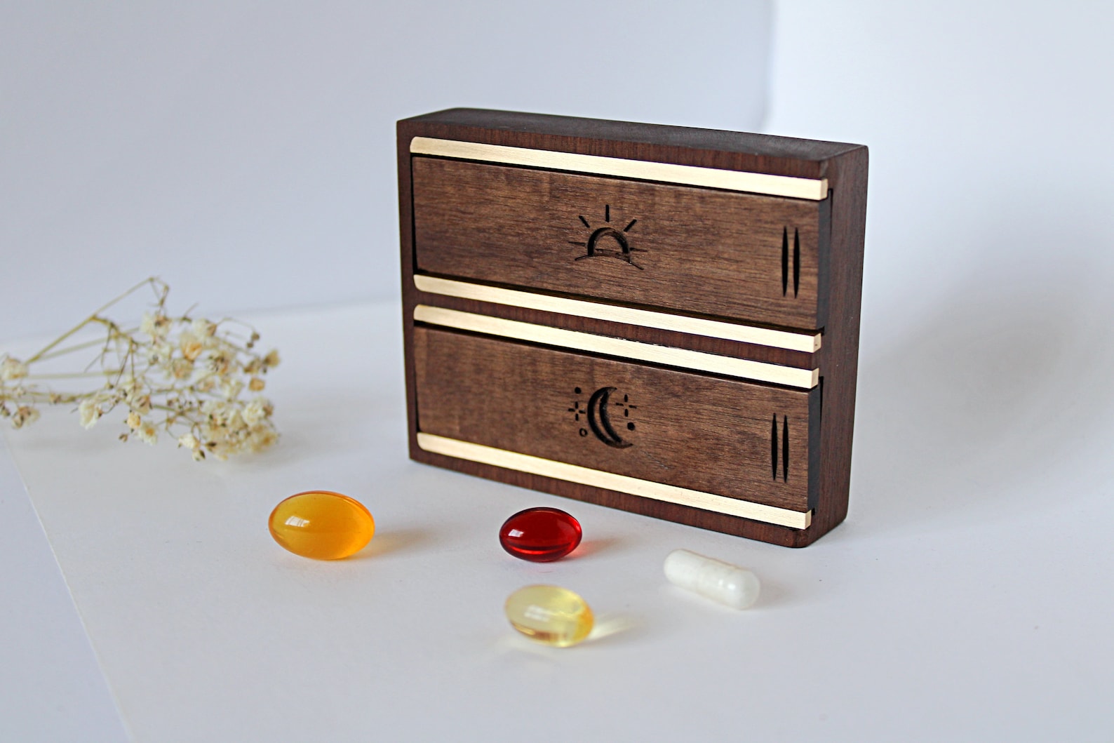 Small Pill Case Daily Pill Box Wooden Pill Case Medicine Etsy