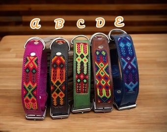 Mexicaanse halsband, geborduurd, handgemaakt, traditioneel, kleurrijk, Boho, hond, huisdier