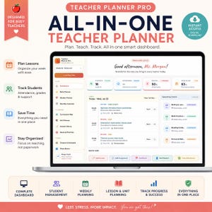Ultimate Teacher Planner | Interactive HTML Digital Planner | Lesson Plans, Gradebook, Attendance & Classroom Management