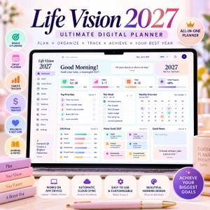 Life Vision 2027 Planner Web App, Interactive Digital Life Planner, Goal Habit Budget Wellness Planner, HTML Planner, Instant Download