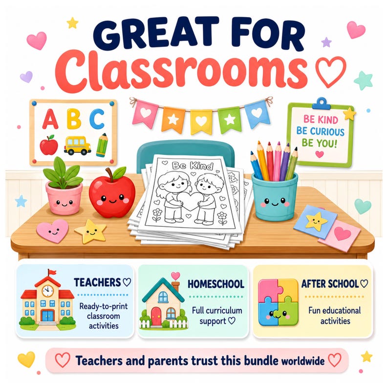Printable classroom activities and homeschool curriculum resources for teachers and parents including ready to print kids coloring worksheets educational activity sheets covering all subjects alphabet math science nature seasons holidays all grade levels preschool kindergarten grades 1 through 5 instant PDF download print unlimited copies for your students children family
