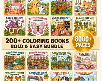 8000+ Cute & Cozy Coloring Pages Bundle  | Bold and Easy Coloring Book | Adult and Kids | Printable Kawaii Coloring Pages | Digital Download