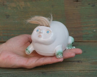 Handmade Ceramic Frog Figurine: Weird Sculpture Art