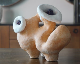 Handmade Chamotte Clay Sculpture: Contemporary Art Object
