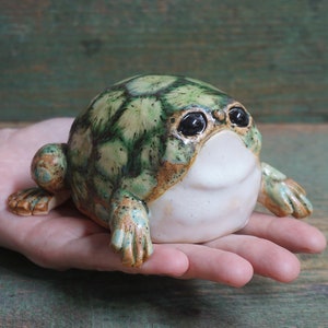 Ceramic Frog Figurine, Ceramic Sculpture Art, Cute Frog Statue, Rain Frog, Ceramic Animal