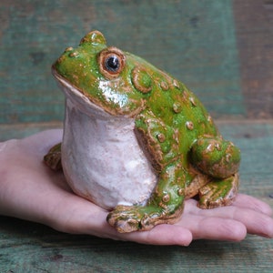 Ceramic Frog Figurine, Ceramic Sculpture Art, Cute Frog Statue, Ceramic Toad, Ceramic Animal