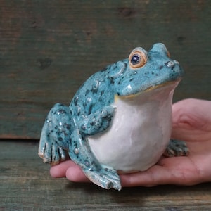 Ceramic Frog Figurine, Ceramic Sculpture Art, Cute Frog Statue, Ceramic Toad, Ceramic Animal
