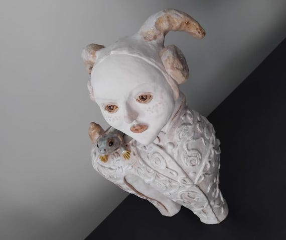 Sculpture visage abstrait blanc Bloomingville Arty sur CDC Design