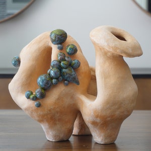 Handmade Chamotte Clay Sculpture: Unique Ceramic Art Object