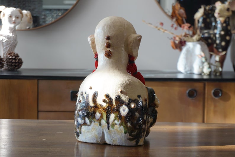 Ceramic Sculpture Art, Robotic Frog Buddha, Clay Sculpture