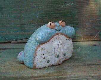 Handmade Ceramic Frog Figurine: Weird Sculpture Art, Kawaii Frog