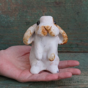 Holland Lop Rabbit Figurine, Ceramic Sculpture Art, Bunny Statue, Rabbit Sculpture