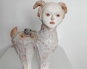 Handmade Ceramic Face Sculpture: Contemporary Clay Art Object