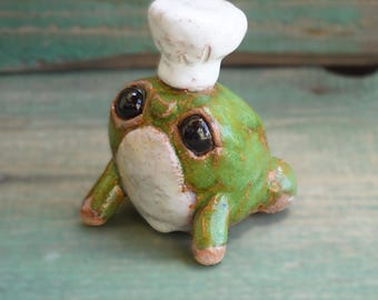 Chef Figurine: Ceramic Frog, Weird Sculpture Art