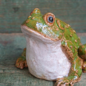 Ceramic Frog Figurine, Ceramic Sculpture Art, Cute Frog Statue, Ceramic Toad, Ceramic Animal image 3