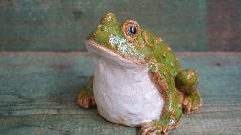 Ceramic Frog Figurine, Ceramic Sculpture Art, Cute Frog Statue, Ceramic Toad, Ceramic Animal image 3