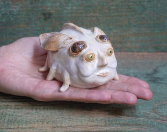 Ceramic Sculpture Art, Human Face Weird Sculpture, Insect Figurine, Ceramic Animal