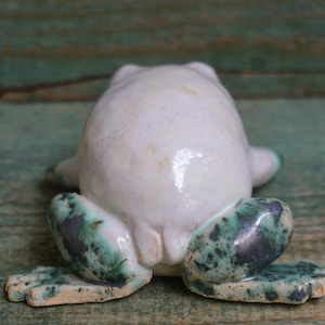 Ceramic Frog Figurine, Ceramic Sculpture Art, Human Face, Cute Frog Statue, Ceramic Animal image 6