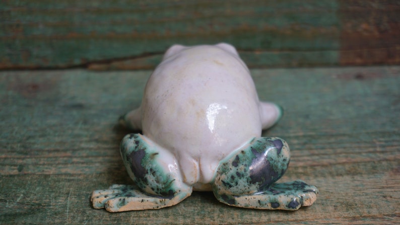 Ceramic Frog Figurine, Ceramic Sculpture Art, Human Face, Cute Frog Statue, Ceramic Animal image 6