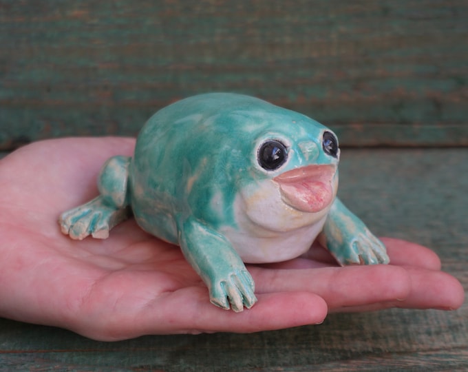 Ceramic Frog Figurine Ceramic Sculpture Art Cute Frog Etsy