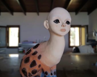 Handmade Ceramic Face Sculpture: Contemporary Art Object