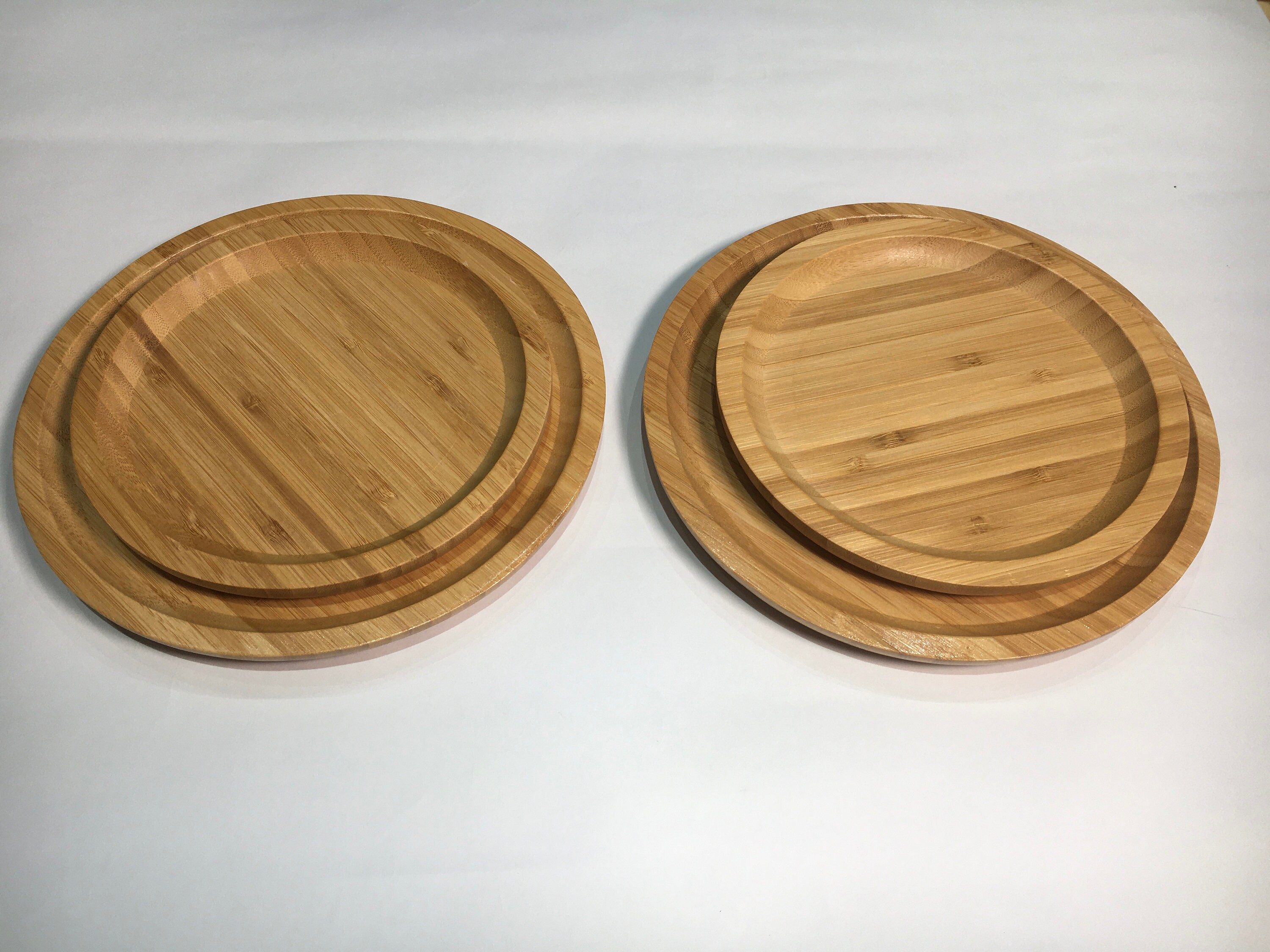 4 X Bamboo wood plates 20 cm round plate Eco tableware Etsy