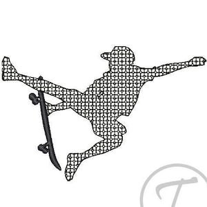 Skateboarding Embroidery Design. Sport Embroidery Design. Skateboarder in 5 sizes. For Clothes and T-shirts. Machine embroidery Pattern
