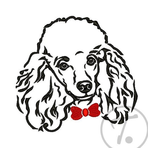 Poodle dog embroidery design. Poodle dog in 4 size. Pets design. House dog. Fabric embroidery design. Machine Embroidery Digital  Pattern