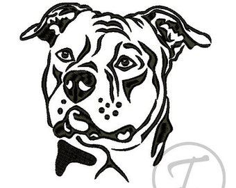 Stafford dog design. Stafford dogs embroidery. 4 sizes. Pets. Watchdog. Clothes embroidery. Design of dogs. Machine embroidery. Pattern