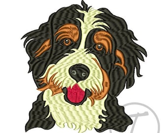 Bernedoodle Dog Embroidery Design: 4 Sizes, Pet Lovers (Digital Pattern)