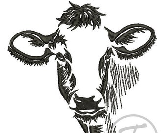 Farm animals - Cow embroidery design. Domestic animals embroidery. Farm animal cow. Design of domestic animal - Machine embroidery. Pattern