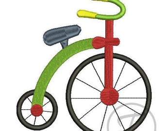 Kids embroidery. Old Fashioned bicycle in 3 size. Embroidery design for kids. For childrens Clothes. Machine Embroidery Digital Pattern